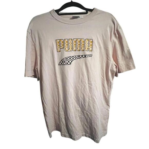 Puma Pink Graphic Print T-Shirt M Short Sleeve Casual Logo - Picture 2 of 9